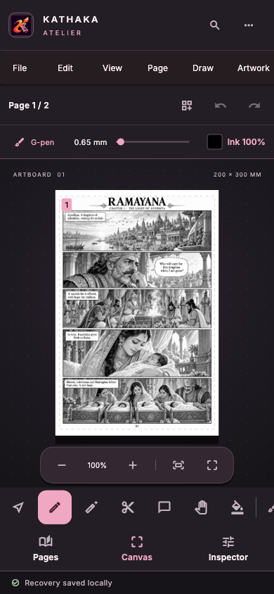 Kathaka compact manga drawing layout